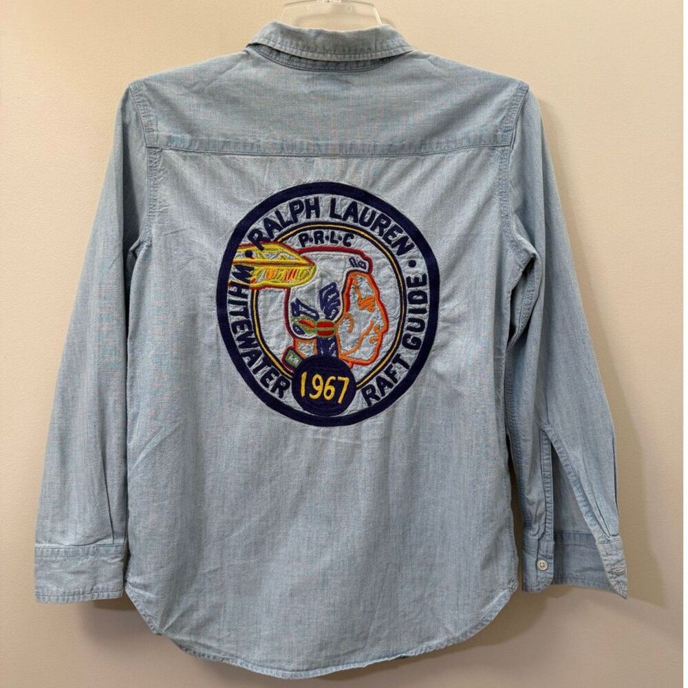 VTG Polo Ralph Lauren Boys M 10-12 Whitewater Raft Guide Chambray Shirt 1967